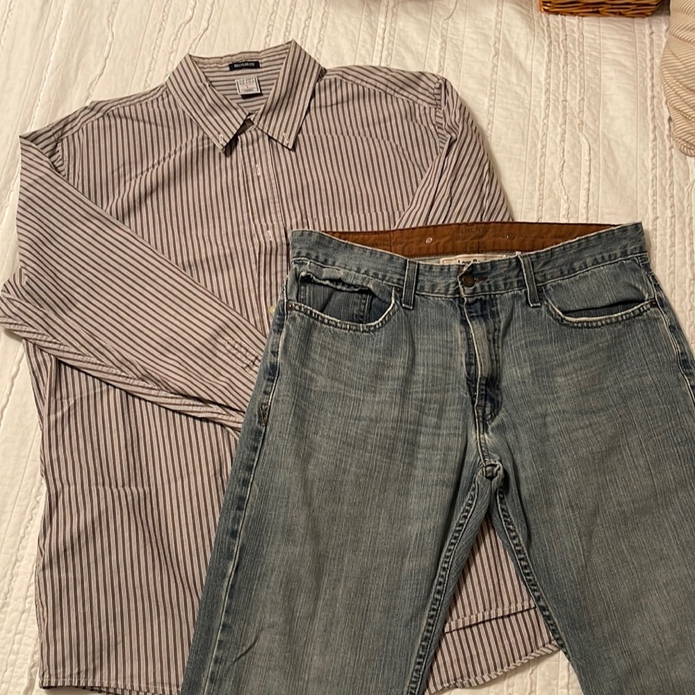 Men’s button-down shirt and Jeans
